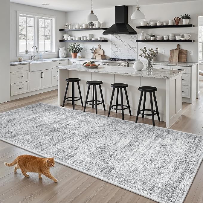 Soalmost Washable Kitchen Runner Rug 3x6 Hallway Entry Rugs Non-Slip, Foldable - Image 2
