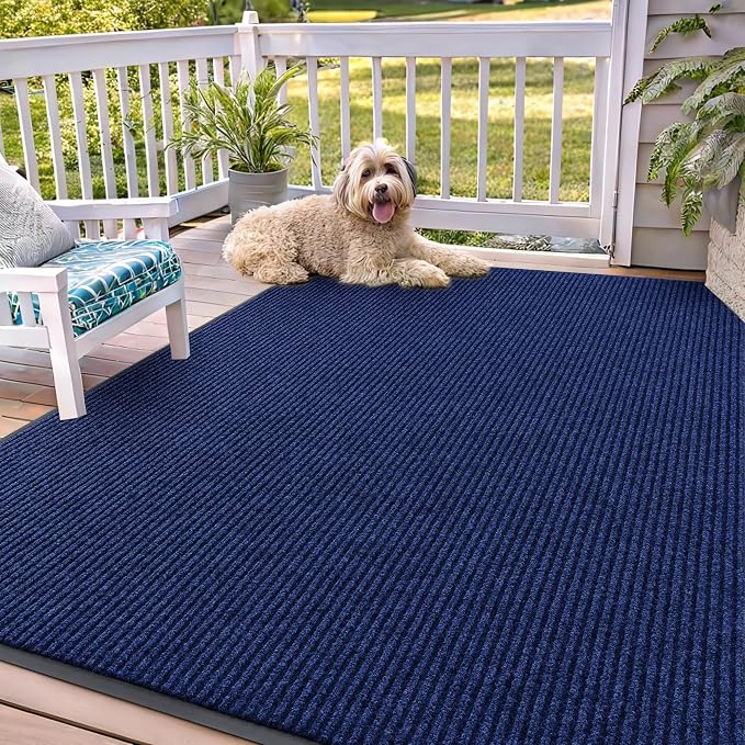 OLANLY Front Door Mat 71x47, Waterproof Heavy-Duty Indoor Outdoor Doormat | Blue by OLANLY