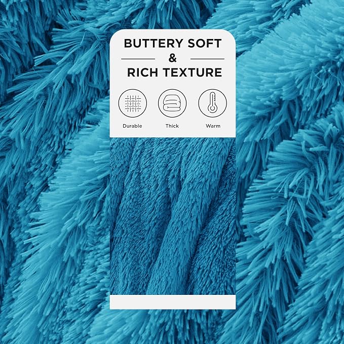Bedsure GentleSoft Fuzzy Sherpa Faux Fur Twin Blanket Bright Blue Cozy Gifts - Image 2