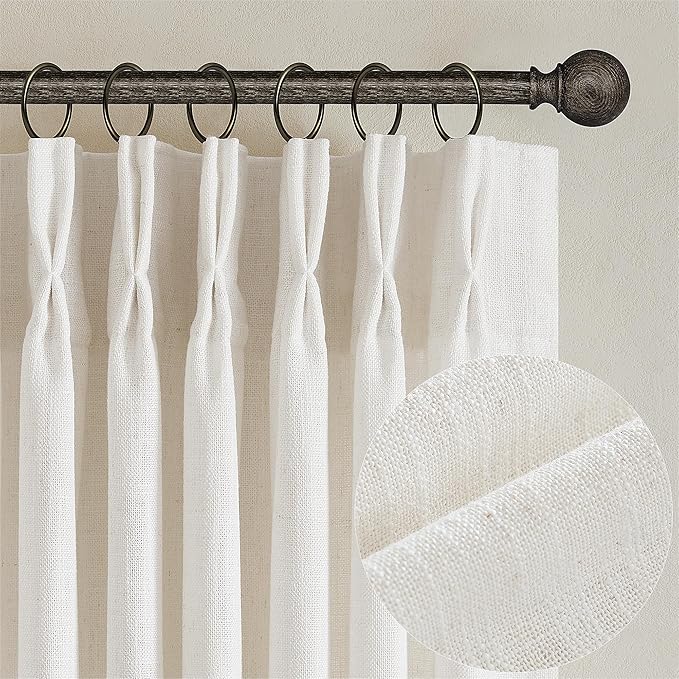 Natural Pinch Pleated Linen Semi Sheer 84 Inch Curtains 2 Panels | Pinch Pleat by Twodrapes