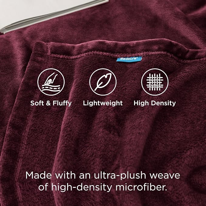 Bedsure GentleSoft Fleece Throw Blanket Red - Image 3