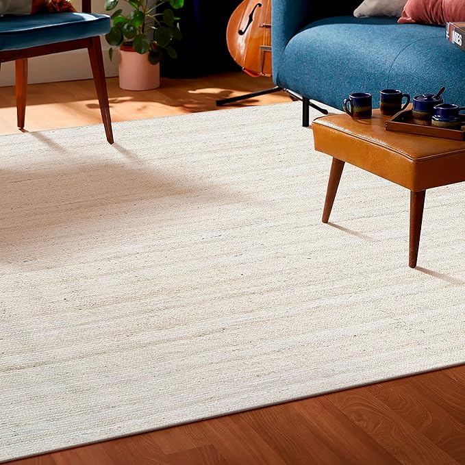 Hausattire Hand Woven Jute Braided Rug, Off White | 100% natural jute, - Image 5