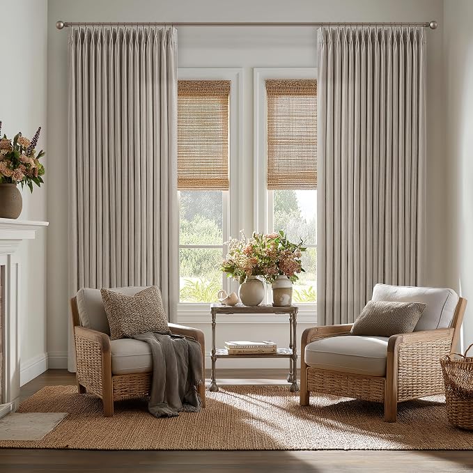 Taupe Pleated Linen Light Filtering Curtains 102 Inches Long 50 Inch Wide | - Image 7