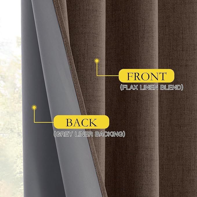 NICETOWN 100% Blackout Brown Curtains - Image 8