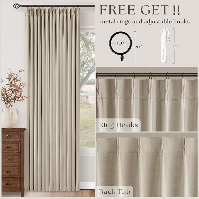 Oatmeal Extra Wide 100% Black Out 102 Inch Curtains - Image 4