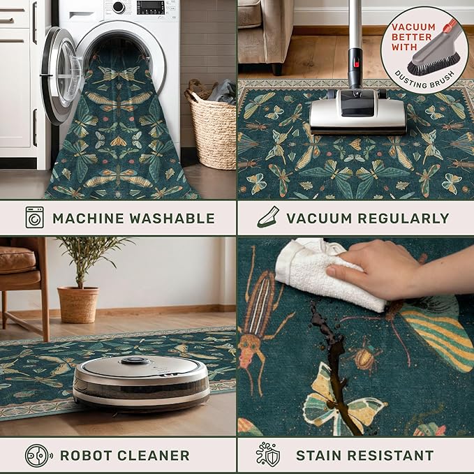 Brown and Green Kitchen Sink Runner Rug 2x5 - Image 5