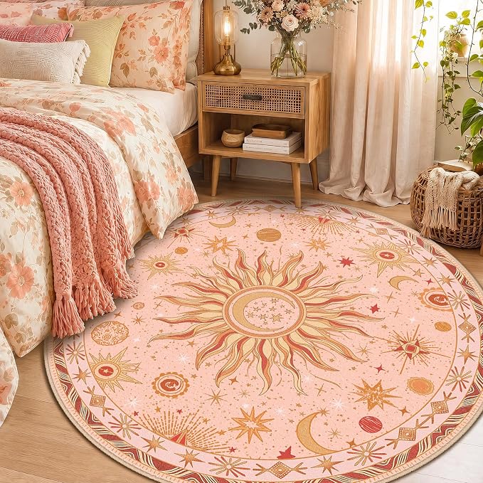Vacuum-Friendly, Round 6ft Washable Area Rug - Image 2