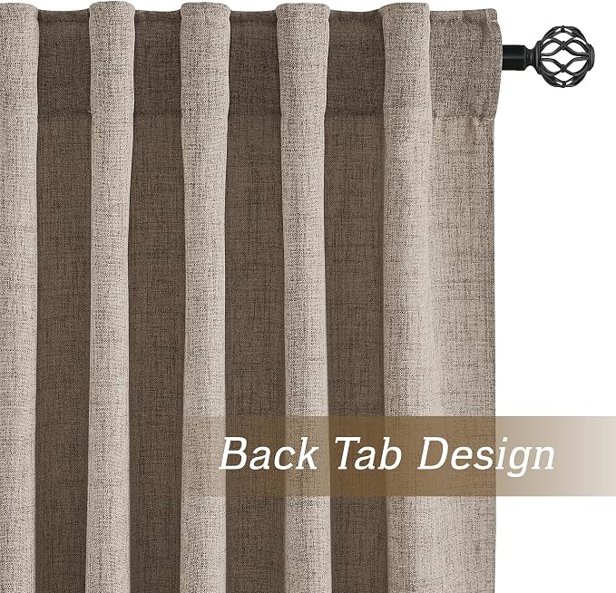 RYB HOME Farmhouse Boho Linen Sheer Curtains 90 inches Long - Image 3