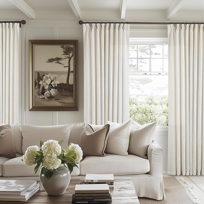 Natural Extra Wide Pinch Pleat 120 Inch Curtains 60 Inch Wide | Memory Trained - Image 7