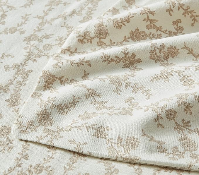 Laura Ashley - Flannel Sheets Full Size, Anti-Pilling & Wrinkle Resistant Cotton, Touchably Soft for All-Season Comfort - Bed Sheets with Matching Pillowcases & Fitted Sheet (Victoria Beige)