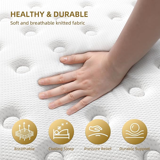 Cooling Gel Memory Foam Hybrid Mattress, 12 Inch Full Size Mattress in A Box with Pocket Springs for Back Pain & Pressure Relief, Medium Firm Feeling with CertiPUR-US Certified Foam