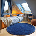 Navy Blue Round Rug 4ft, Fluffy Soft Circle Area Rugs by ONASAR