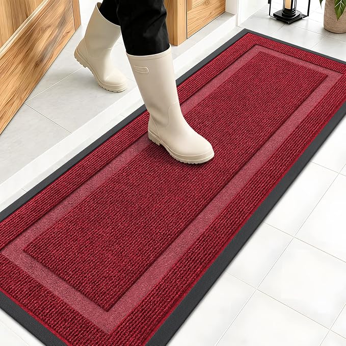 OLANLY Front Door Mat Outside 47x17, All-Season Heavy-Duty Rubber Doormat | by OLANLY