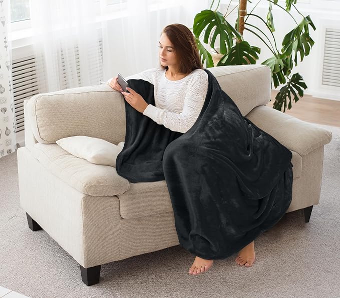 Utopia Bedding Soft Fleece Bed Blanket Throw XL Size Black | Microfiber Plush - Image 5