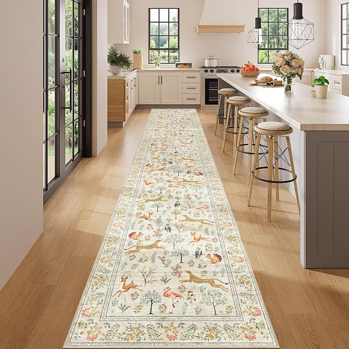 DUKINO 2.6x14 Runner Rug for Hallway, Washable Animal Rug Non Slip, Low Pile - Image 3