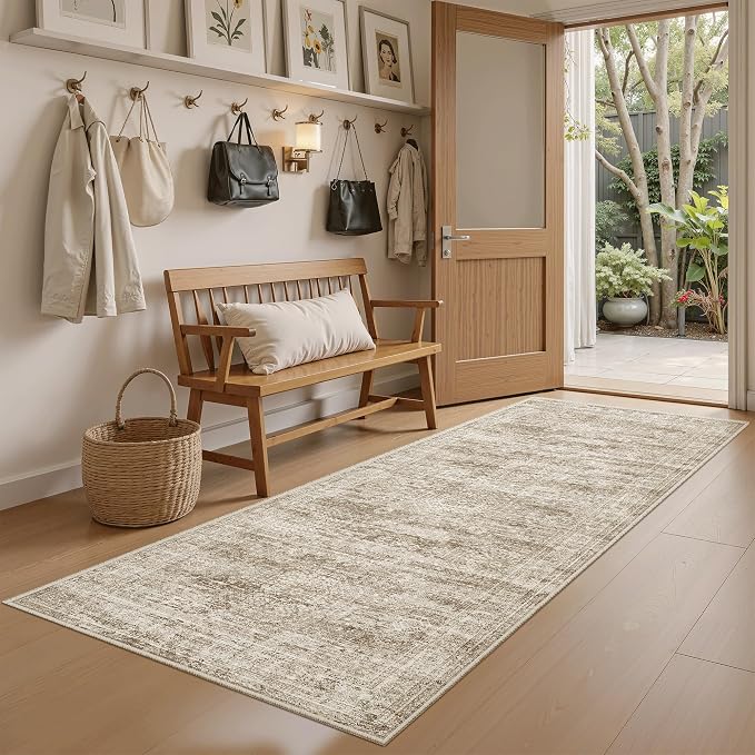 Soalmost Runner Rug 2x5 Washable Non-Slip Kitchen Entry Runners Brown | Soft - Image 3