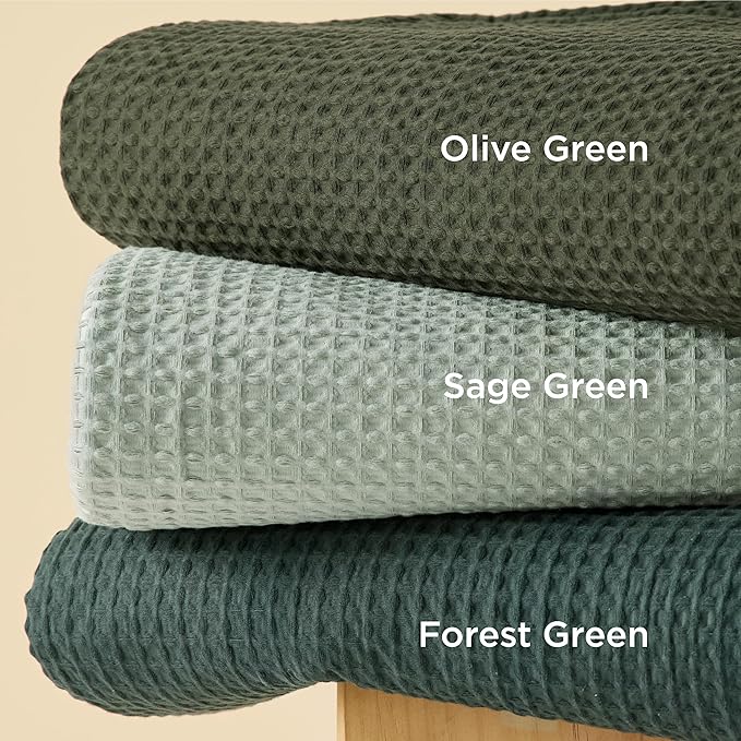 Bedsure Cotton Duvet Cover Queen - 100% Cotton Waffle Weave Sage Green Duvet Cover Queen Size, GentleSoft™ and Breathable Bedding Set for All Season, 3 Pieces, 90"x90"
