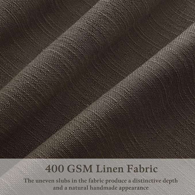 90 Inch Dark Chocolate Linen Pinch Pleat Memory Shaped Semi Sheer Curtains | - Image 2