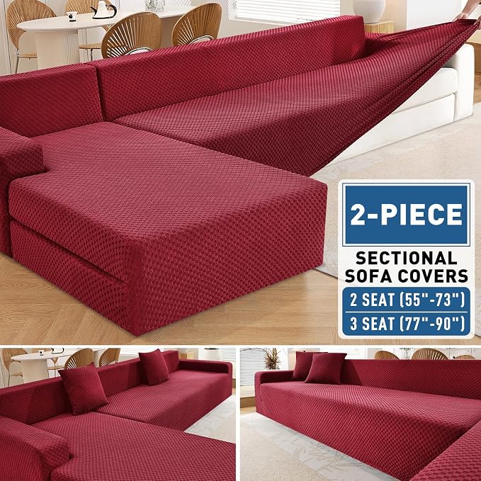 ZNSAYOTX Sectional Couch Covers, Stretch Jacquard Slipcovers - Image 2
