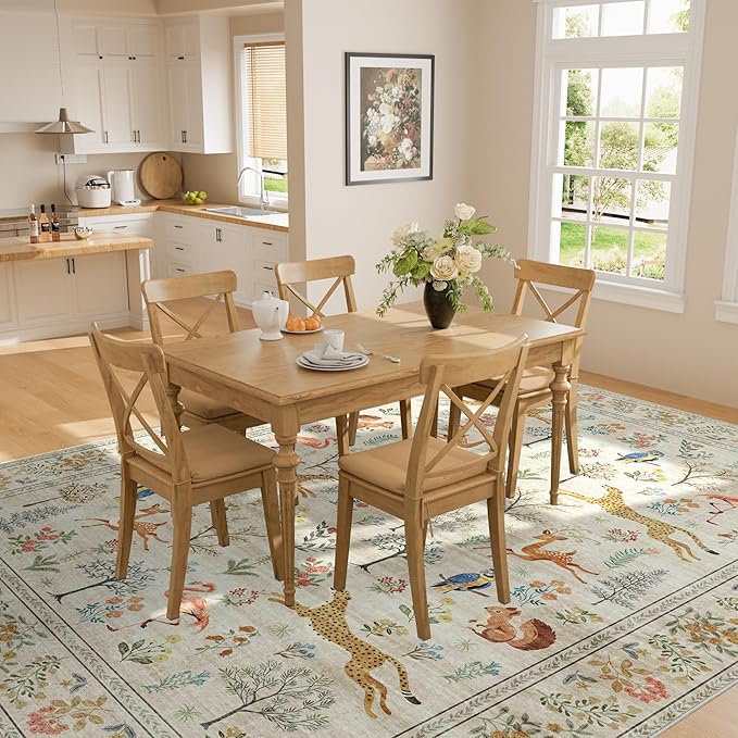 DUKINO 6x9 Area Rug, Washable Animal Living Room Rug Non Slip, Low Pile - Image 6