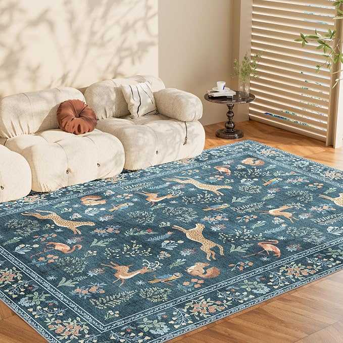DUKINO 5x7 Area Rugs, Washable Animal Rug - Image 9