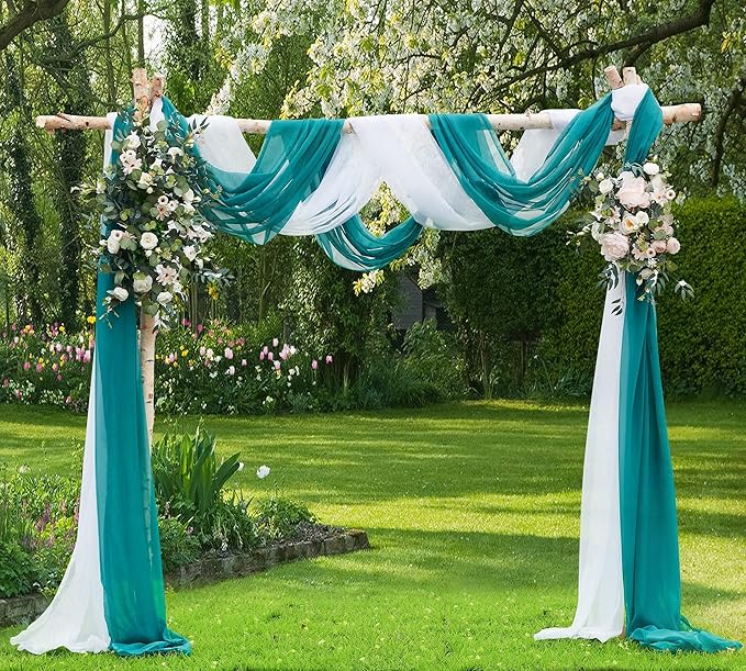 Warm Home Designs Standard Length Green Teal Sheer Window Scarf. Valance Scarves are 54 X 144 Inches. Great As Wedding Arch Draping Fabric, Bed Canopy Or for Decorative Project. AM Teal 144"
