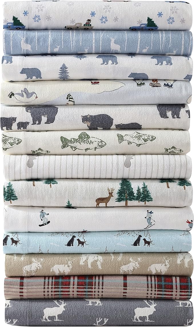 Eddie Bauer - Queen Sheets, Cotton Flannel Bedding Set, Brushed For Extra Softness, Cozy Home Decor (Rookeries, Queen)