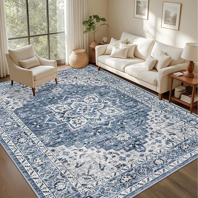 5x7 Area Rugs Living Room: Washable Vintage Rug - Image 3