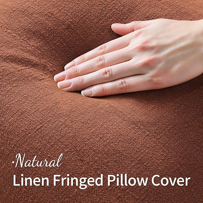 MIULEE Linen Fringe Decorative Fall Throw Pillow Covers Late Autumn 18x18 | Set - Image 8