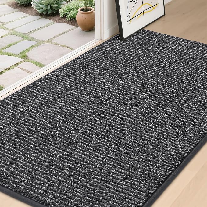 BEQHAUSE Dirt Trapper Door Mat 36"x60", Non-Slip Washable Doormat, Charcoal | by BEQHAUSE