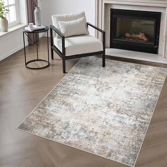 Area Rug Living Room: 3x5 Modern Washable Indoor Soft Carpet Brown | by FXRHLP