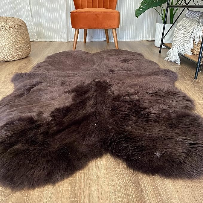 HUAHOO Premium Genuine Sheepskin Rug Brown Real Australia Sheepskin Natural - Image 3