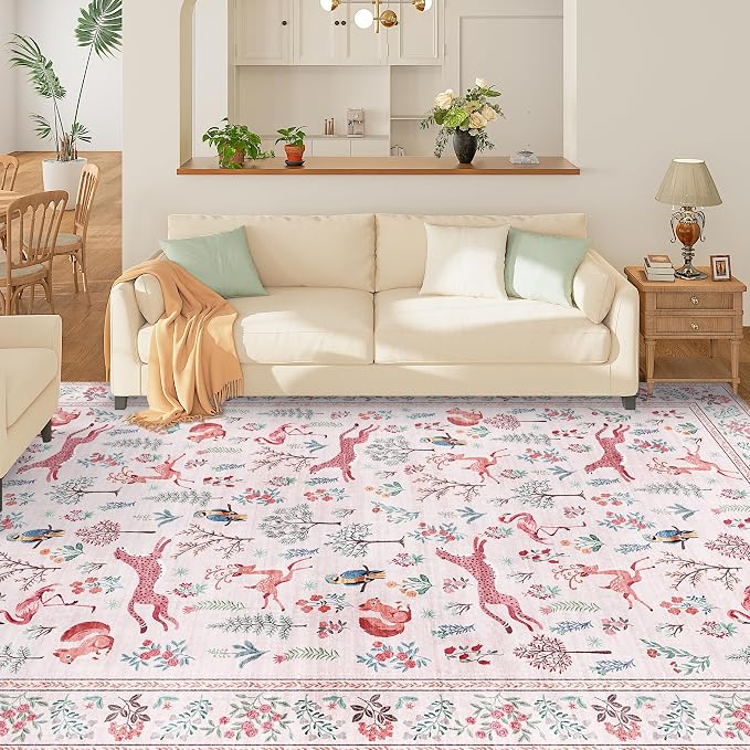 DUKINO 6x9 Area Rug, Washable Animal Living Room Rug Non Slip, Low Pile - Image 3