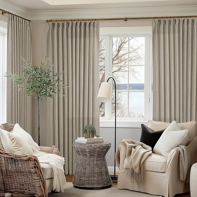 Taupe Burlywood Pinch Pleat Linen Curtains 96 Inches Long 70 Inch Wide | Light - Image 9