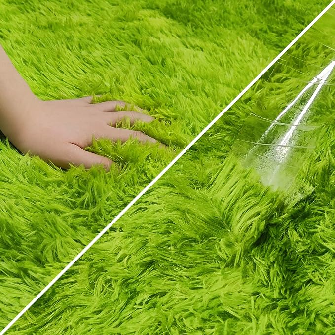 Tie-Dyed Runner Rug for Bedroom Green 3x10ft Fluffy Area Rug Bedside Runner Rug - Image 6