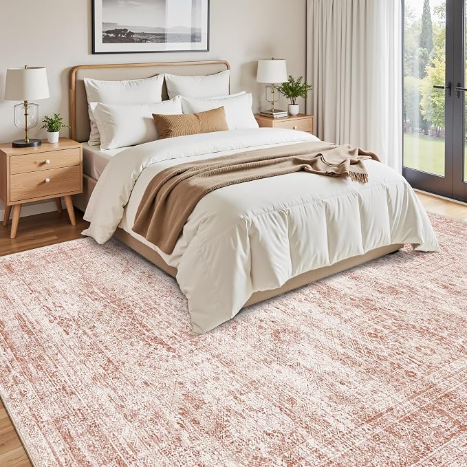 Soalmost 9x12 Area Rugs for Living Room Washable Rug Non-Slip Pink | Large - Image 7
