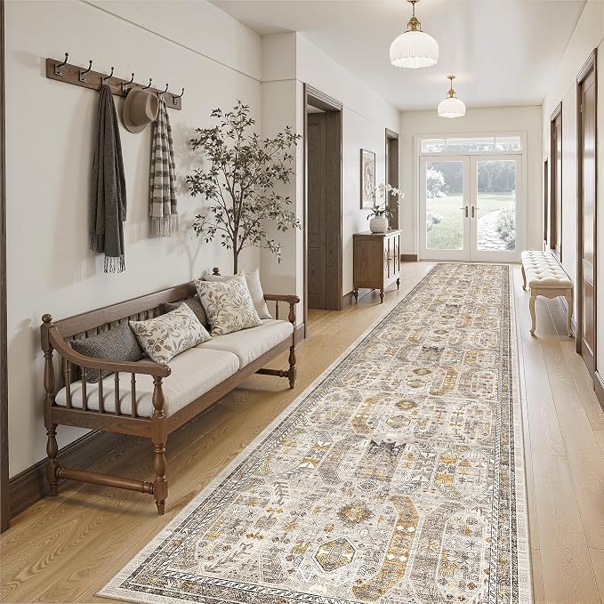 Madane Hallway Runner Rug 2'6''x14' Kitchen Runners Vintage, Stain-Resistant by Madane
