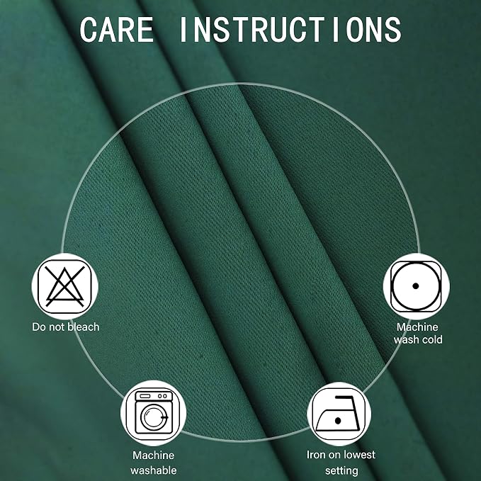 Dark Green Bedroom Blackout Curtains/52 x 63 Inch Long/Set of 2 Curtain - Image 4