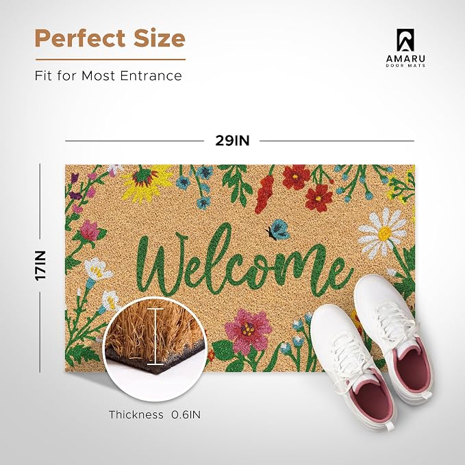 Coir Welcome Mat, 17 x 29 in | 100% Natural Coir, Anti-Shedding, Durable PVC - Image 2