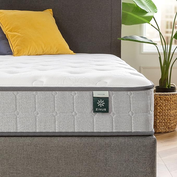 ZINUS 8 Inch Comfort Support Cooling Gel Hybrid Mattress, Twin, Tight Top Innerspring Mattress, Motion Isolating Pocket Springs, Mattress in A Box