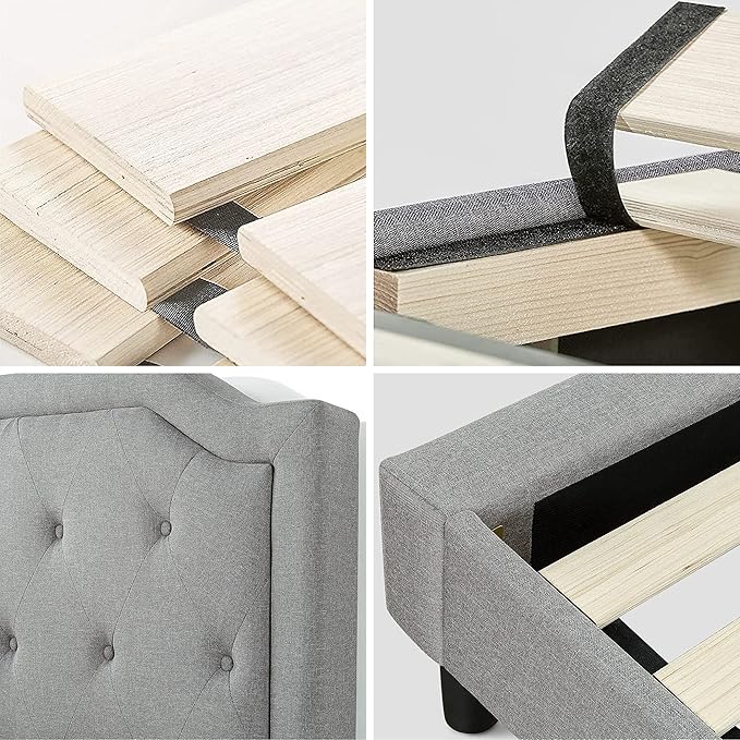 ZINUS Kellen Upholstered Scalloped Platform Bed Frame, Mattress Foundation, Wood Slat Support, No Box Spring Needed, Easy Assembly, Full