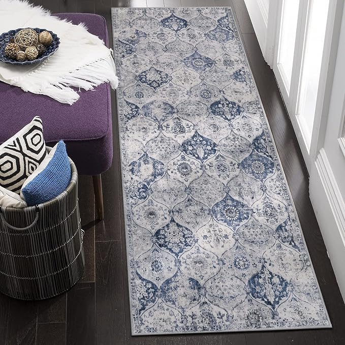 Lahome Moroccan Washable Runner Rug, 2x6 Blue Kitchen Runners by Lahome