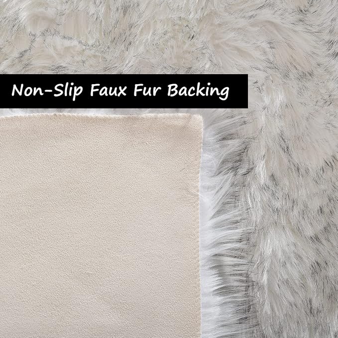 Goolela Round Sheepskin Rugs 4ft Circle Fluffy Faux Fur Rug Shaggy Rug - Image 5