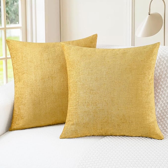 CaliTime Decorative Couch Throw Pillow Covers 18 X 18 Inches Gold | Pack of 2 by CaliTime