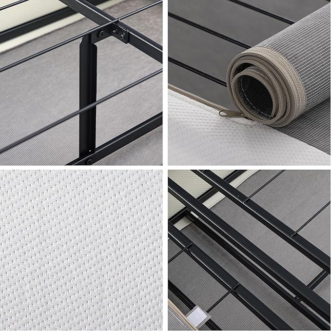 ZINUS No Assembly Metal Box Spring, 7.5 Inch White Mattress Foundation, Sturdy Metal Structure, Twin