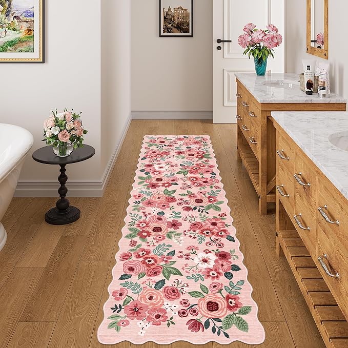DUKINO 2x7 Runner Rug for Hallway, Floral Washable Rug for Kitchen, Stain - Image 5