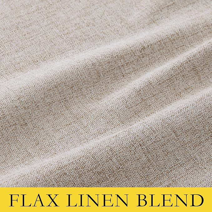 NICETOWN Oatmeal Full Blackout Boho-Chic Linen Curtains 84 inch Long 2 Panels - Image 9