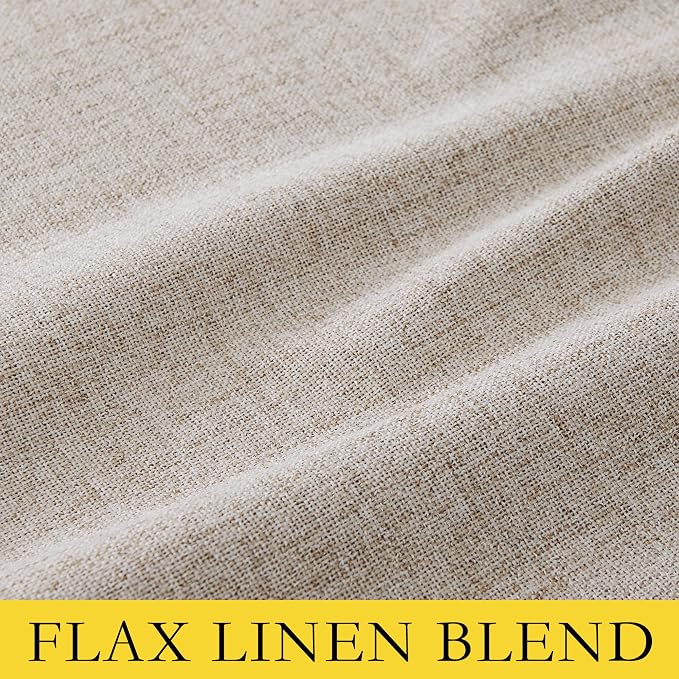 NICETOWN Oatmeal Linen Complete Blackout Curtains 48 inches - Image 9