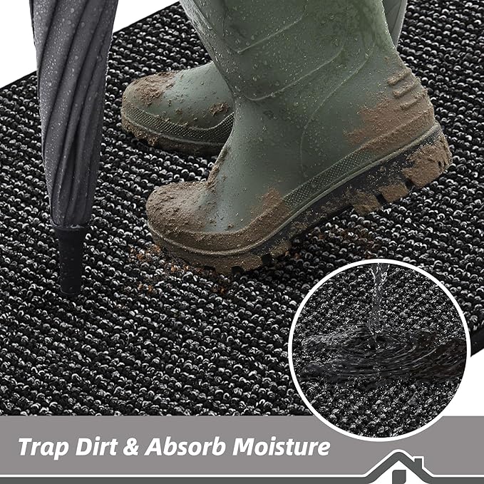 BEQHAUSE Dirt Trapper Door Mat 24" x 60", Non-Slip Washable Doormats, Low - Image 3