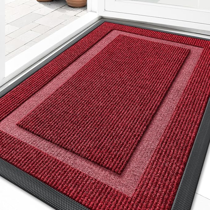 OLANLY Front Door Mat Outside 33x21, All-Season Heavy-Duty Rubber Doormat | by OLANLY